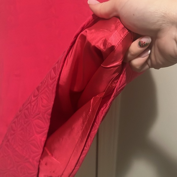 Sandra Darren size 16 Pink dress w pockets & beaded neckline geometric pattern - Picture 6 of 9